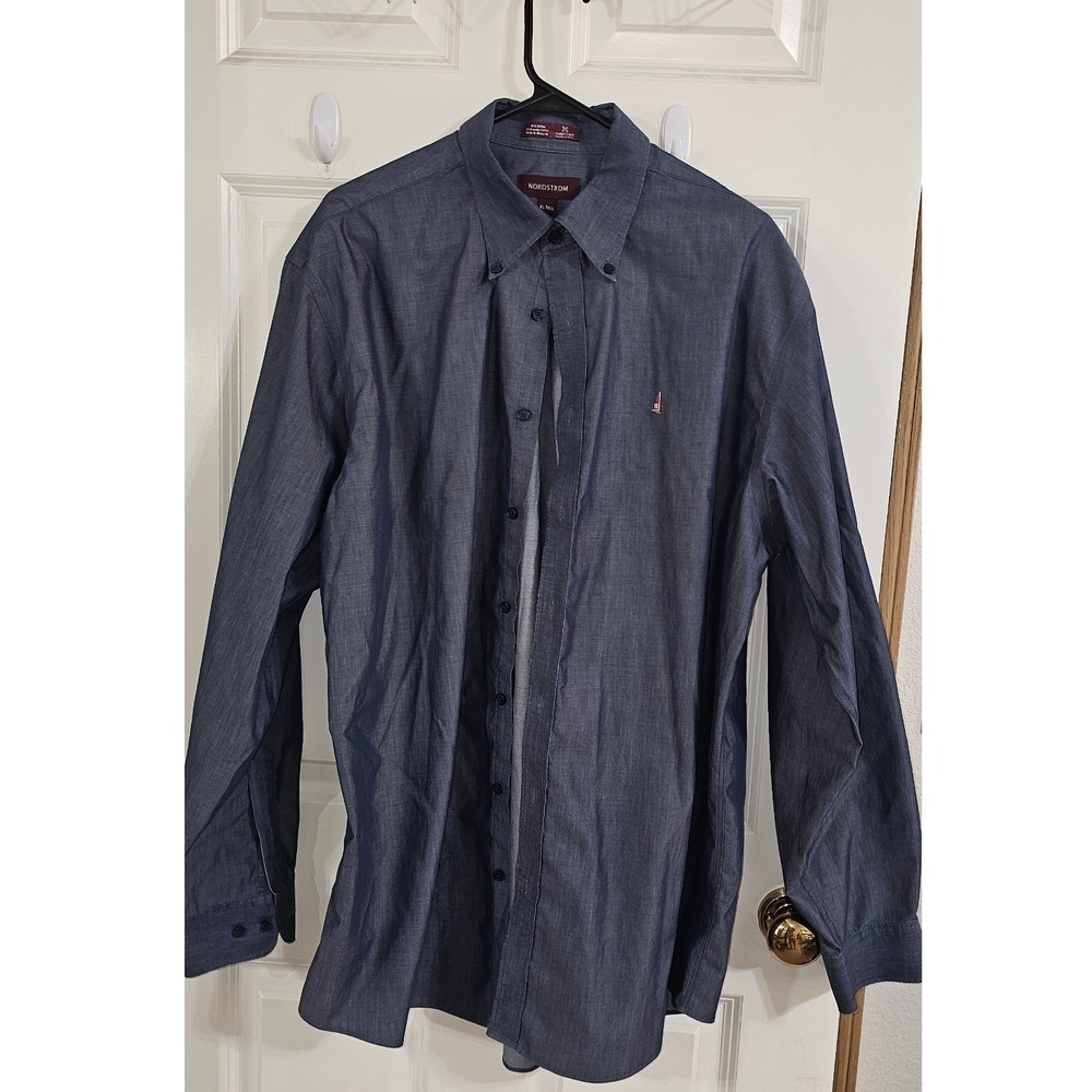 Nordstrom Smartcare Blue Button Down Shirt XL Tall Wrinkle Free Long Sleeve